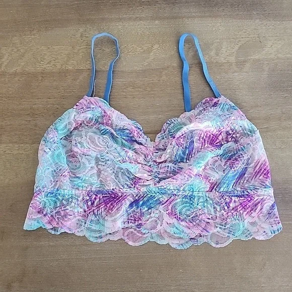 Victoria’s Secret PINK Rose Lace Bralette | Tie-Dye | Size Large - Picture 2 of 5